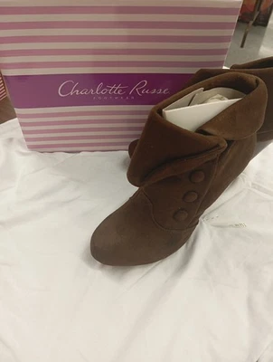 Charlotte Russe Talla 9 Haro Tacones Coñac Marrón Cremallera Foto 1 de 4
