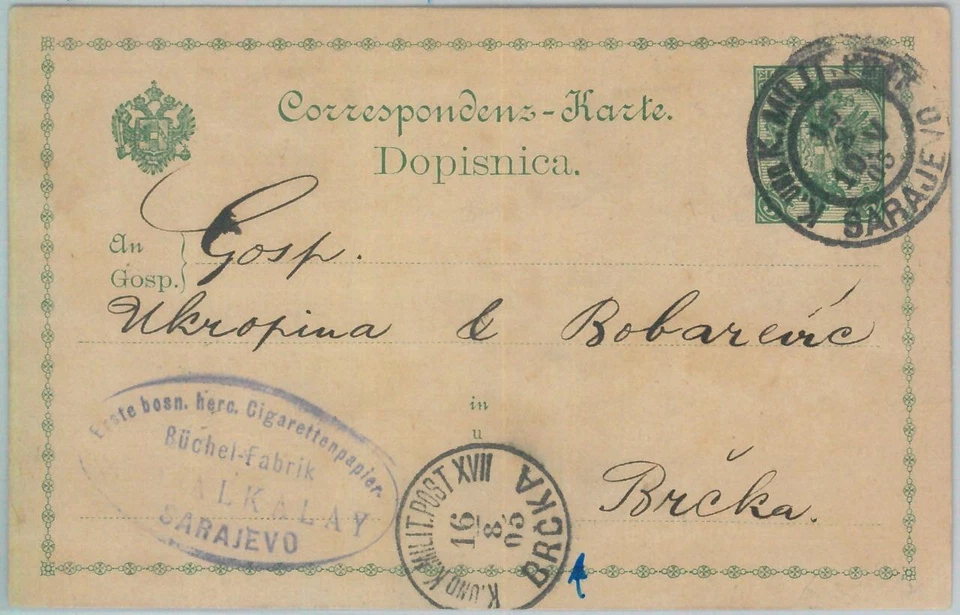 81874 - AUSTRIA Bosnia - POSTAL HISTORY - STATIONERY from SARAJEVO  1905 - Image 1 of 1