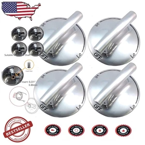 Replacement Burner Knobs 4pc Chrome, Easy Install, Nonslip Grip, Great Value - Picture 1 of 9