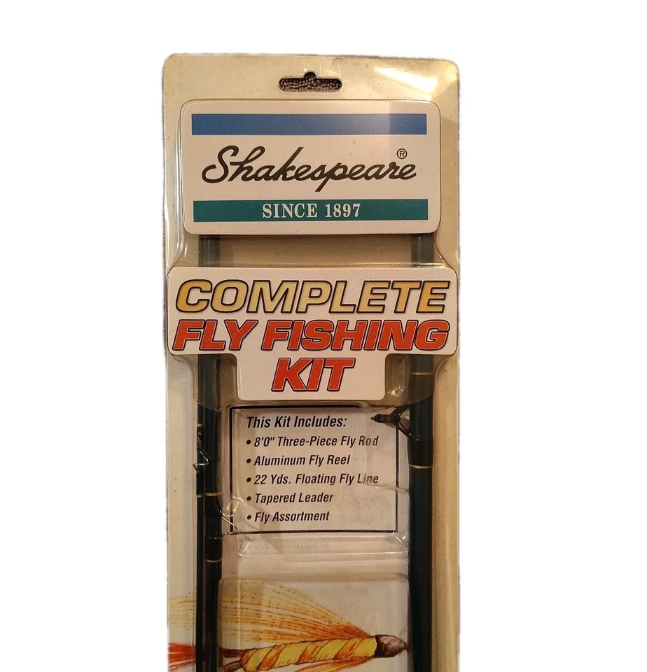 Vintage Sealed Shakespeare Complete Fly Fishing Kit 8 Ft Fly Rod And Accessories - Image 1 of 4