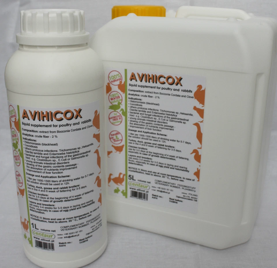 AVIHICOX 100% NATURAL PARA EXCREMENTOS ROJOS, AVES DE CORRAL ESPINILLAS, PAVO Foto 1 de 1