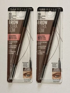 Lot 2 Maybelline Brow Ultra Slim 1.5 mm Defining Brow Pencil, Warm Brown Auburn - Picture 1 of 1