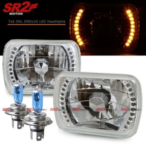 Lente de vidrio universal de 7x6 pulgadas ámbar LED DRL conversión faros corte diamante - Imagen 1 de 2