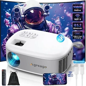 AGREAGO Portable 2.4/5G WiFi Wireless 1080P Projector with Remote Control - Picture 1 of 11