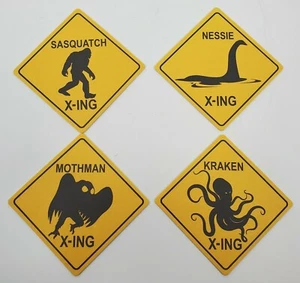 Loot Crate Monster Crossings Road Sign Paper Coasters Set Of 4 X-ing - Picture 1 of 6