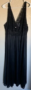 Amoureuse 2x Nightgown Long Gown Lingerie Satin Silky Sexy Plus Lace Black - Picture 1 of 5