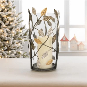Candle Holder Glass Vase Hurricane Pillar Christmas Decor, 6.25" W x 11.5" H - Picture 1 of 5
