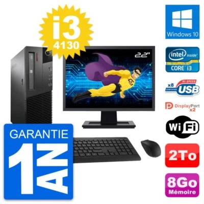 PC Lenovo M93P SFF Schermo 22" Intel I3-4130 RAM 8GB Disco 2TB Windows 10 Wifi - Immagine 1 di 3