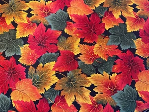 Large Fall Leaves on Black Fabric Harvest Celebration Hoffman Int. OOP BTFQ - Picture 1 of 2