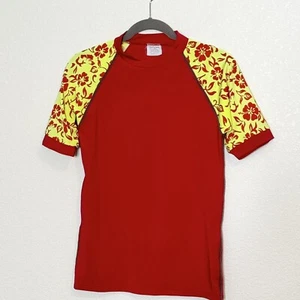Girls 14 Red Yellow Swim Top Rash Guard Short Sleeves 100+SPF Radi Cool Skins - Picture 1 of 4