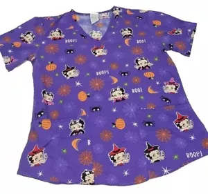Betty Boop Damen Scrub Top Lila Extra Small Halloween Kurzarm Hexe - Bild 1 von 8
