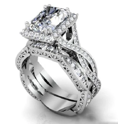 Exclusive Emerald 2.9CT Bright Simulated White Sapphire Women's Wedding Ring Set - Image 1 of 4