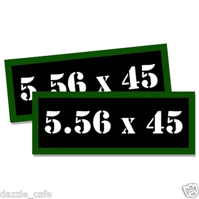 WRAPPED IN INK 5.56x45 Ammo Can 2x Labels Ammunition stickers decals 2 pack 5.56 x 45 3"x1.15"
