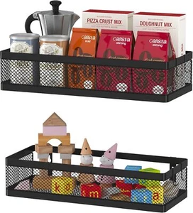 Hanging Storage Baskets Organizer Wall Mount Metal Wire Bin Rack for Kitchen - Picture 1 of 3