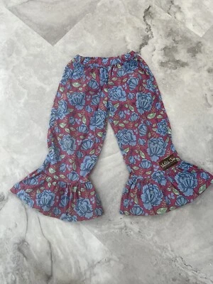 Pantalones Matilda Jane Niñas Talla 6 Púrpura con Flores Azules Floral Mezcla Algodón Foto 1 de 4