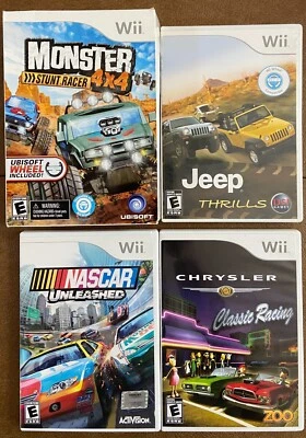 Nintendo Wii Racing BUNDLE Monster 4x4, Jeep Thrills, Nascar Unleashed, Chrysler - Image 1 of 4