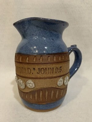 Ed Schrock, Down To Earth Pottery Pitcher, John 9:5 I Am The Light, Christian - Image 1 of 4