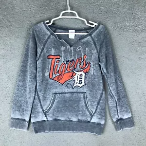 5th Ocean MLB Detroit Tigers Womens V Neck Long Sleeve Gray Sweatshirt Size S - Picture 1 of 8