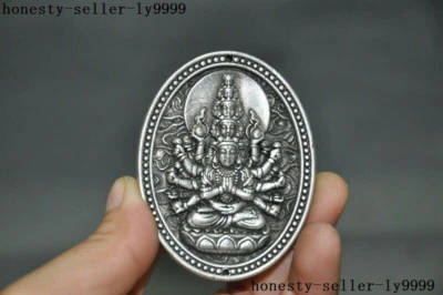 西藏藏藏银 1000 Arms Avalokitesvara kwan-yin GuanYin Buddha Thangka — 第 1/4 张图片