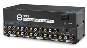 Active Type 1 In 8 Out RCA AV Distributor 8-Way RCA Video Stereo Audio Splitter - Picture 1 of 4