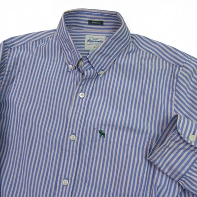 Abercrombie Finch Mens Button Down Shirt L Blue Striped Muscle Fit Cotton - Image 1 of 4