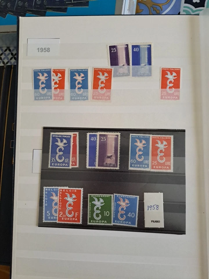 Europa Cept  Sellos 1958 17 Sellos Y 1 Hoja Bloque - Imagen 1 de 2