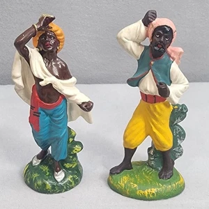 Vintage Made in Italy Krippenfiguren 2 Stück Afrikaner Männer Figuren - Bild 1 von 6
