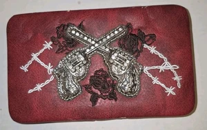 Cartera Western Triple A Presión 2 Pistolas Pistolas Rosa Marrón Estrás Estampado Cocodrilo  - Imagen 1 de 6