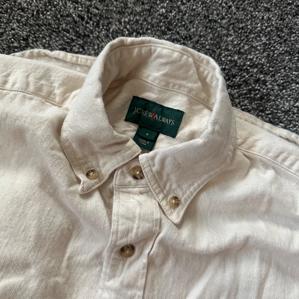 Vintage J Crew Shirt Mens Beige Small Sleeveless Button Down Oarsmen Cotton Y2K - Image 1 of 4
