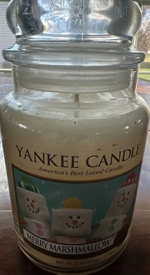 Yankee Candle Merry Marshmallow 22 oz tarro de vidrio grande fragancia festiva raro NUEVO Foto 1 de 4
