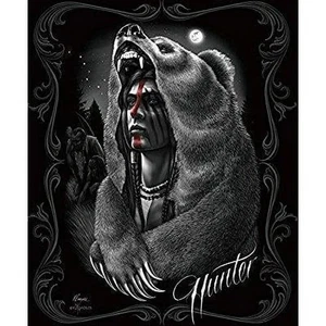 8 Pfund schwere weiche Queen Decke, offiziell lizenziert, indianischer Jäger - Bild 1 von 3