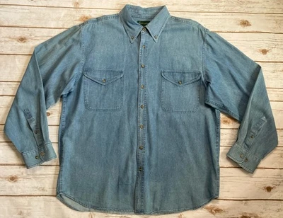 SCANDIA WOODS Men's Long Sleeve Button-Up Cotton Light Blue Jean Shirt Size XLG - Image 1 of 3
