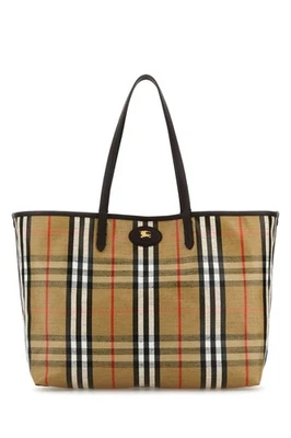 Bolso de Mano BURBERRY Pequeño Cuadros Marrón Arena Lona Shopper Nuevo Foto 1 de 4