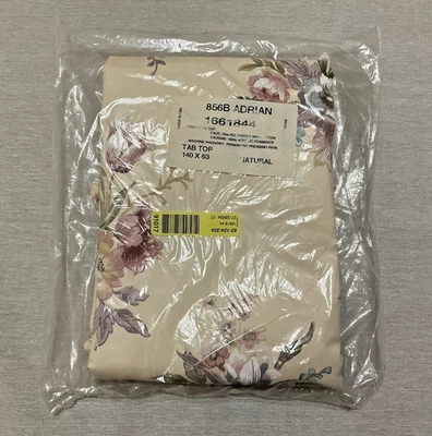 Adrian 856B Beige & Floral Print Tab Top Curtain 140" W X 63" L Made In USA - Image 1 of 3