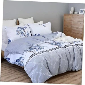 Floral Bettbezug Set, weich & leicht gewaschen Queen Botanical Grau Blume - Bild 1 von 8
