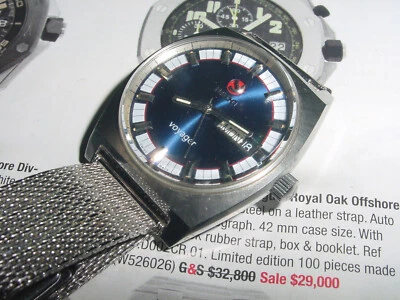 Rare Vintage RADO Voyager SS Automatic BLUE /WHITE Special Dial mens watch - Image 1 of 4