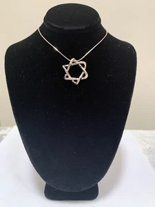 Colgante de plata esterlina estrella lisa de David y juego de collar SS 16" - NUEVO - Imagen 1 de 3