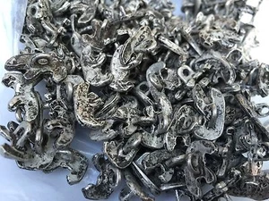 13 POLAR BEAR Shape Old Metal Buttons Antique Silver Finish 5/8" X 3/8" - Picture 1 of 2