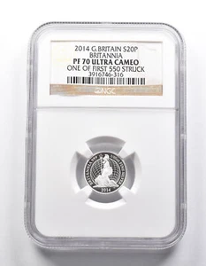 PF70 UCAM 2014 Great Britain 20 Pence Britannia 1/10 oz Silver NGC *2576 - Picture 1 of 3