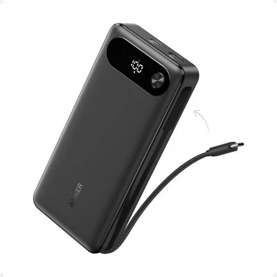 Anker Power Bank 20000mAh Portable Charger Built-in USB-C Cable 87W Max Battery - Image 1 of 4