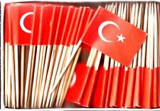 One Box of 100 Turkey Toothpick Flags, 100 Small Mini International Flags