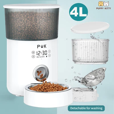 4L Automatischer Futterautomat Futterspender Katze Hunde Pet Aufnahmefunktion - Bild 1 von 4