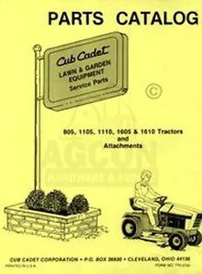 Manual de catálogo de piezas CUB CADET 805 1105 1110 1605 1610 - Imagen 1 de 1