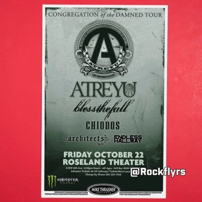 Póster callejero 11x17 promoción concierto ATREYU + Bless the Fall 2010. Portland OR Foto 1 de 3