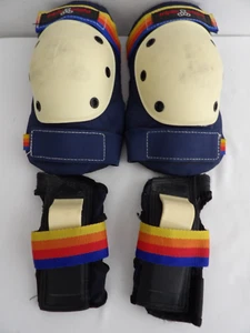 VINTAGE 1980'S KNEE WRIST GUARDS SAFETY SKATE TRIPLE EIGHT RAINBOW ROLLERBLADE - Picture 1 of 5