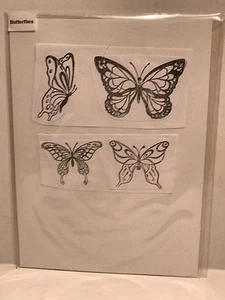 Rubber Cling Stamp Set Butterflies Unused - Picture 1 of 2