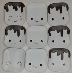 Piatti da Dessert a Forma di Marshmallow Facce Kawaii 5"x4,5" Set di 9 - Foto 1 di 4