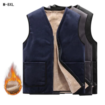 Men Winter Warm Soft Fleece Lined Waistcoat Gilet Zipper Jacket Sleeveless Vest - Image 1 of 4