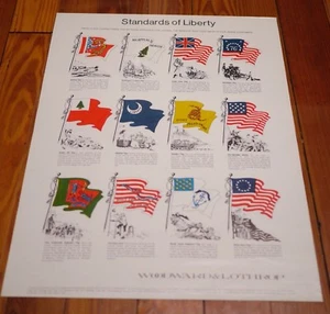 1976 Bicentennial STANDARDS OF LIBERTY American US Flags In History COLOR POSTER - Picture 1 of 8