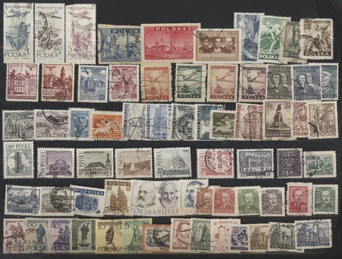 Poland Vintage Collection 69 Older Polish Stamps (STOCK SCAN) Cover